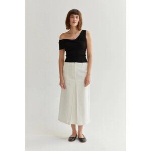 White Midi Skirt – Front Slit Minimalist Casual Chic